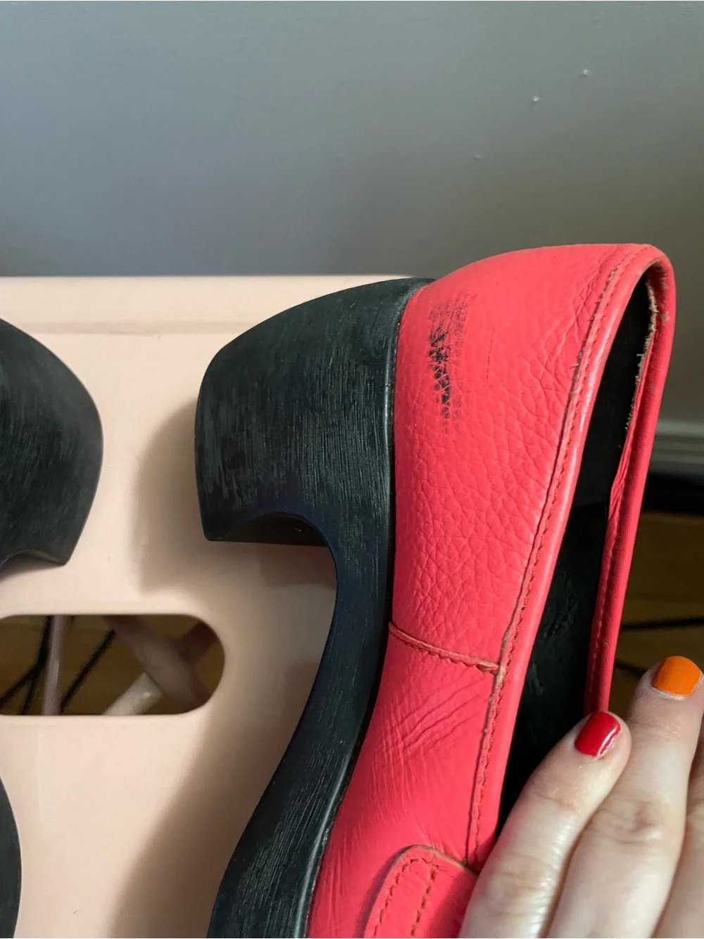 Camper Red Leather Penny Loafers